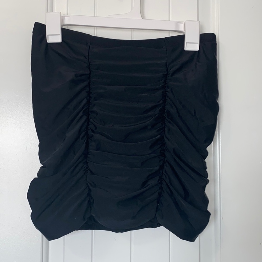 Ruched High Waist Swim Skirt